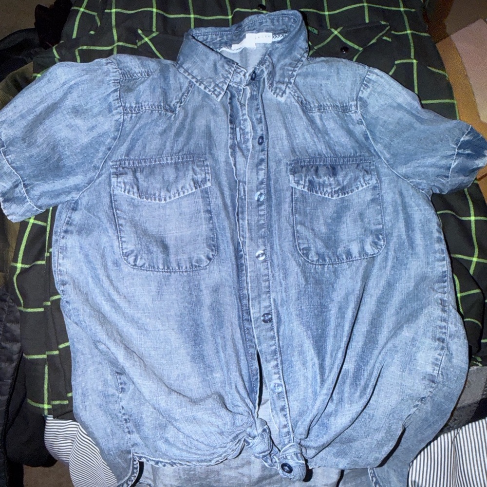 Jane + Delancet Denim Short Sleeve Button-Up Shirt